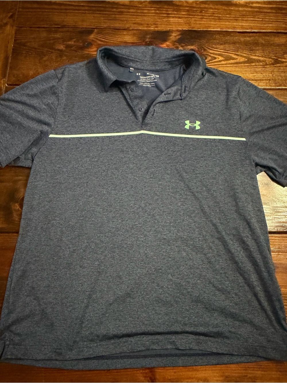 Under Armour Men’s Charcoal Polo with Lime Accent Stripe